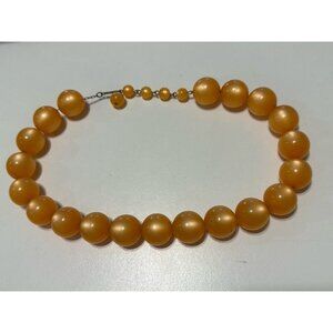 Vintage Moonglow Lucite Bead Collar Necklace  Hook Clasp  Ball Orb